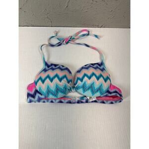 Pink Victoria's Secret Chevron Zig Zag Pastel Padded Bikini Top Size Small